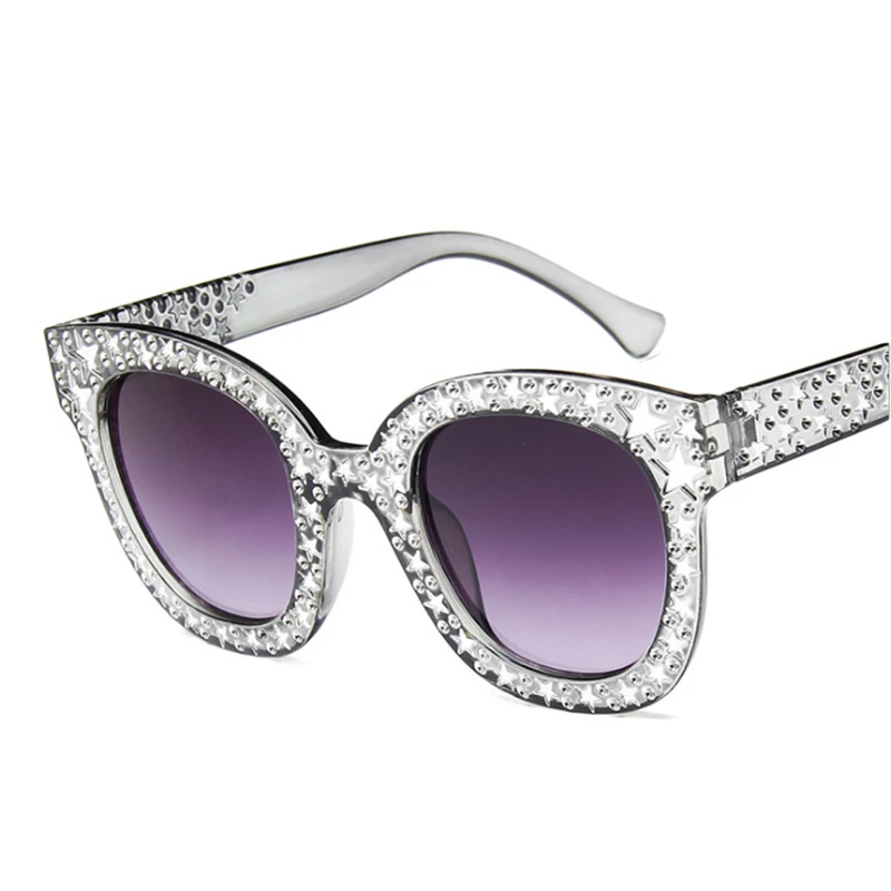 

2019 ladies personality full five-pointed star jelly color sunglasses fashion colorful marine film sunglasses retro glasses