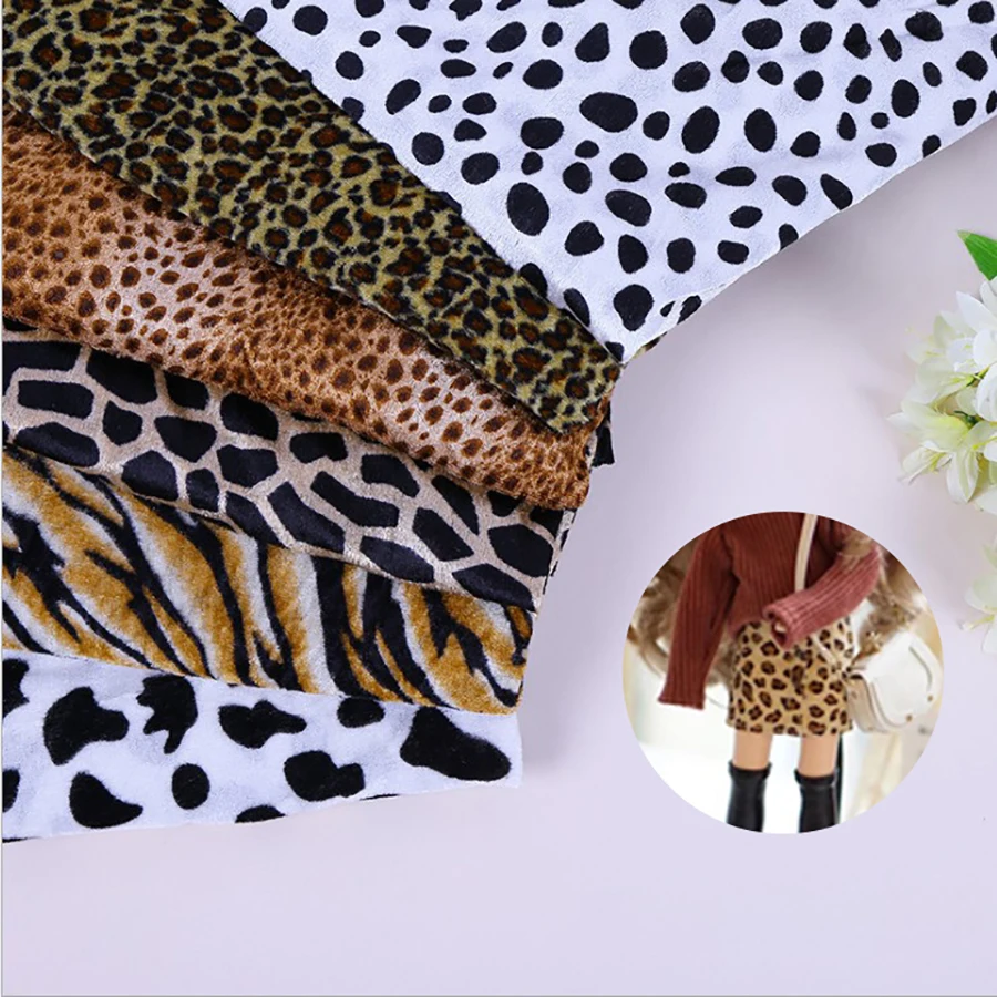 

50*75cm DIY Making Dolls Clothes, hat, T-shirt ,Skirt Leopard Print Cloth for DIY Making blyth ob11 bjd dolls clothes material