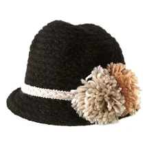 Новые Стильные Плетеные шарики, украшенные сплошной цвет, теплая вязаная шапка для женщин, Черная