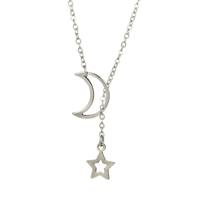Fashion Necklace chain for women Moon Star Pendant Choker Necklace Long Chain Jewelry collares mujer Collier ras de cou A14#N (3)