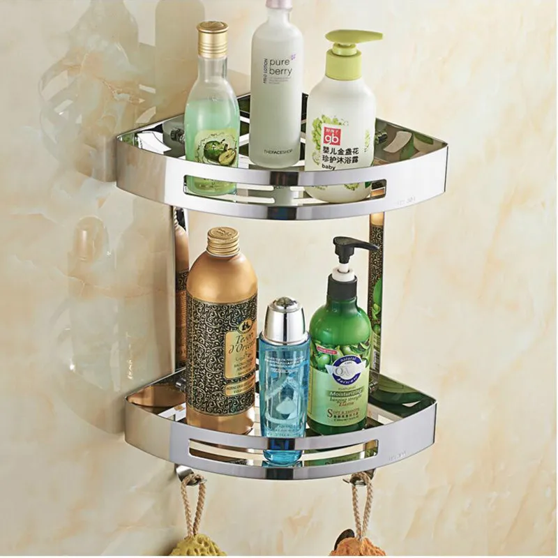 Sus 304 Stainless Steel Triangular Basket Double Bathroom Storage Sus 304 Stainless Steel Triangular