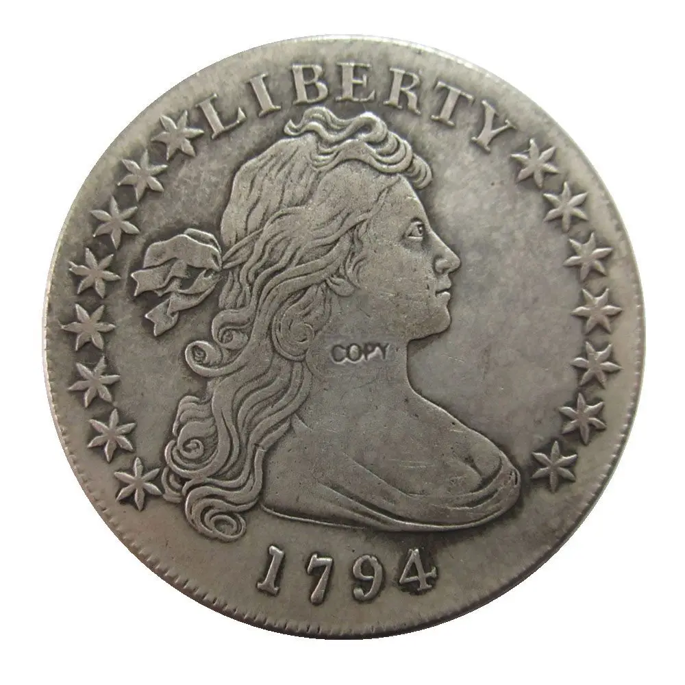 Дата 1794 1795 1796 1797 1798 США распущенные волосы Draped Бюст доллар монеты КОПИЯ