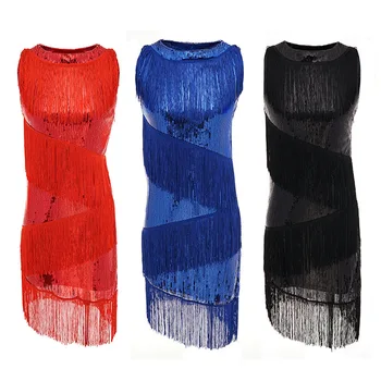 

Latin dance stage performance clothing party party sequins tassel Latin dress sleeveless dance costumes