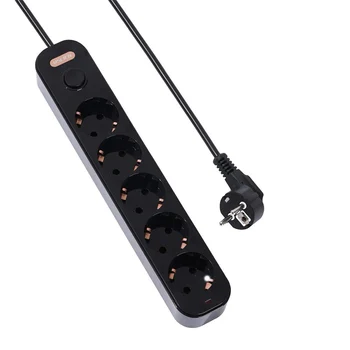 

Extension socket with 5 gang overvoltage short-circuit protection power strip 45 degree rotated slots EU Plug 1.8m cable cord