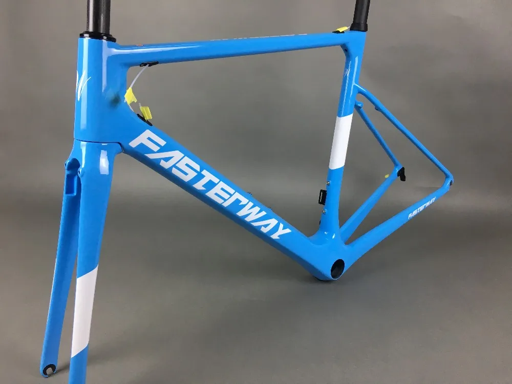 Cheap light blue 2019 TAIWAN FASTERWAY classic carbon road frameset UD weaves carbon bike frame:Frameset+Seatpost+Fork+Clamp+Headset 8