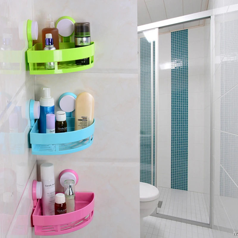 1 قطعة الإبداعية الحمام دش جدار الجرف الزاوية تخزين الرف منظم مع ضعف قوي فراغ شفط كأس شحن مجاني