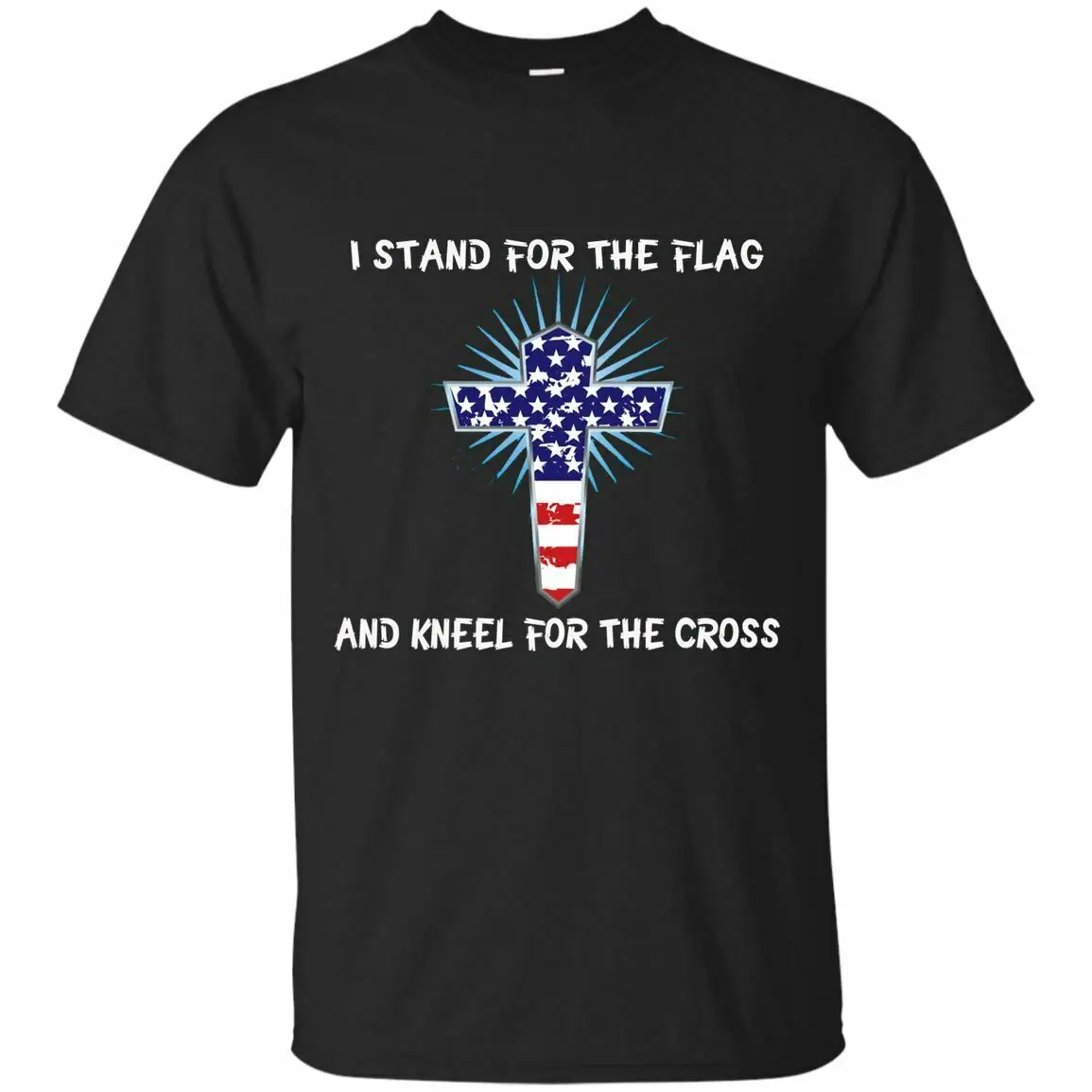 

Men's T-Shirt Black Navy - I Stand for The Flag and Kneel for The Cross T-shirt Graphic Tees Men