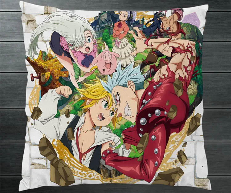 Аниме The Seven Deadly Sins Meliodas Elizabeth Liones Diane Two Side 40x40 см наволочка чехол для подушки манга