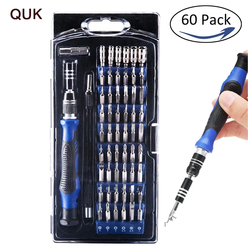 

QUK Precision Screwdriver Set 60 In 1 Magnetic Bit Torx Repair Tool Kit For IPhone/Computer/Electronics/Laptops Hand Tools