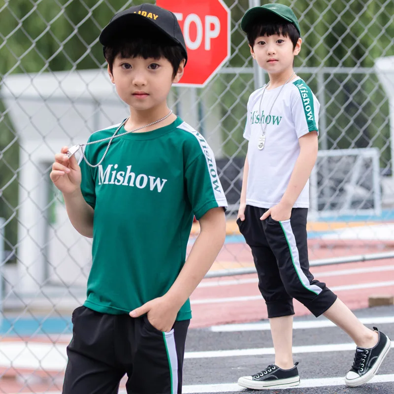 

2PCS Children's Sets Boys O-Neck T-Shirt and Pants Shorts Summer Casual Cartoon Pullover Cotton Kids Boy Clothes