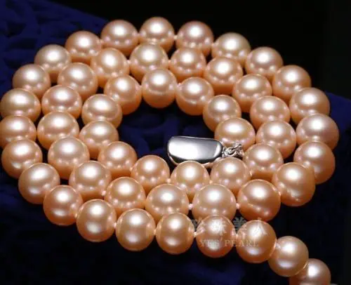 

stunning AAA++ 10-11mm freshwater pink pearl necklace 18inch 925 sliver