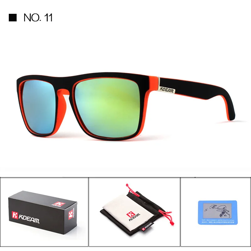 KDEAM поляризованных солнцезащитных очков Для мужчин/Для женщин Брендовая Дизайнерская обувь спортивные солнцезащитные очки 6 цветов UV400 вождения Рыбалка gafas-де-сол - Цвет линз: C11