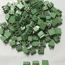 100 шт. 2 Pin винт клеммный блок зеленый печатных плат разъем 5 мм Шаг
