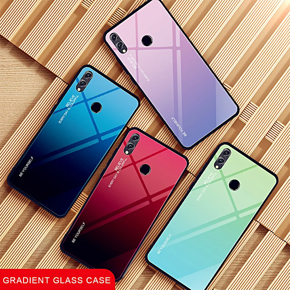 

Gradient Tempered Glass Cases For Huawei Y5 Y6 Y7 Prime 2018 P Smart Plus 2019 Cover Honor 20i 10i 10Lite 8X 8S 8A 7C Case Coque