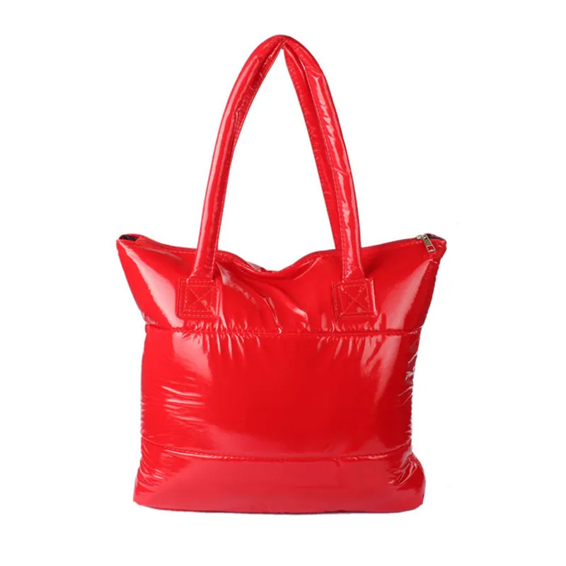 

Sleeper #501 1PC Women Girl Space Bale Cotton Totes Handbag Feather Down Shoulder Bag pu solid casual gifts hot Free shipping