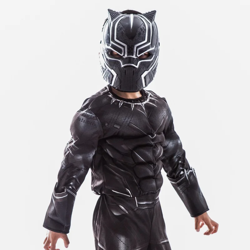 Kids Muscle Black Panther Costumes (5)