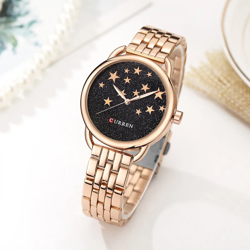 

2018 New CURREN Top Brand Woman Quartz Watches Woman's Fashion Rose Gold Watch Ladies Casual Sports Wristwatch Relogio Feminino