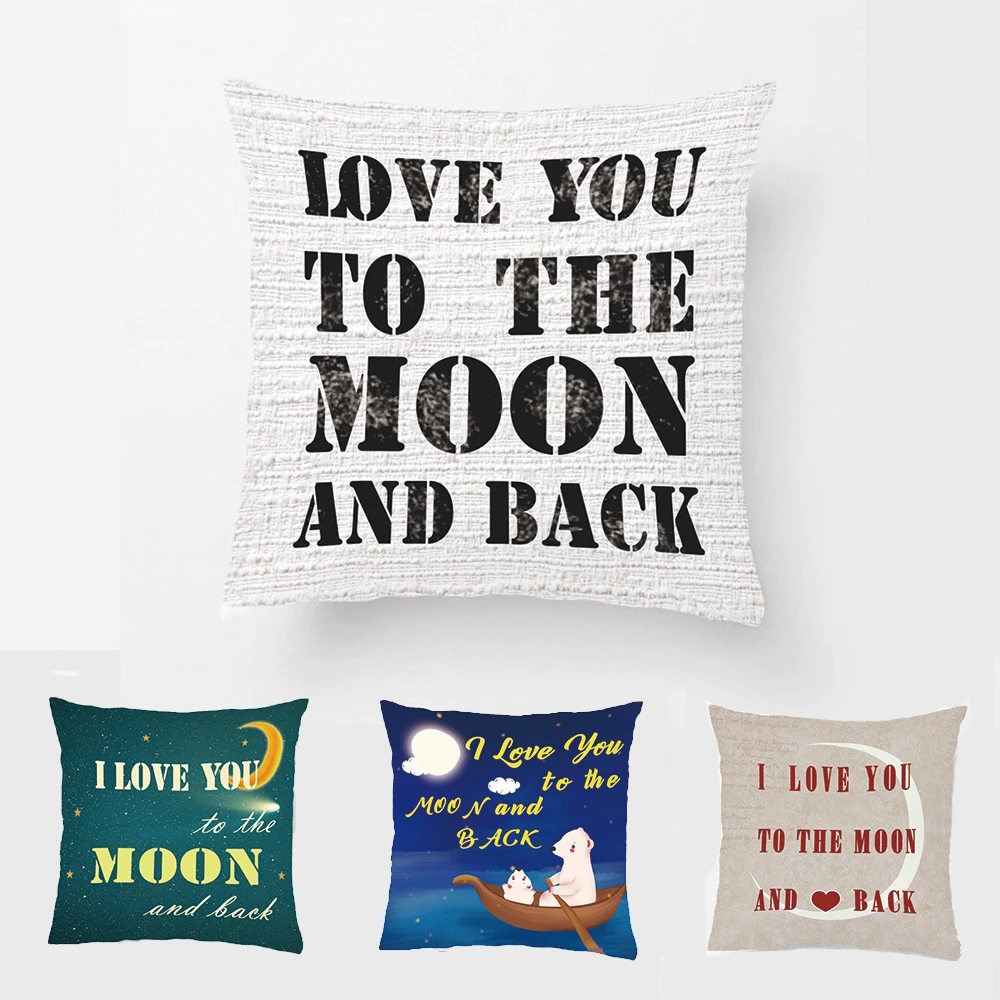 Наволочки с надписью I Love You To The Moon и Back Throw милые наволочки для свадебного декора