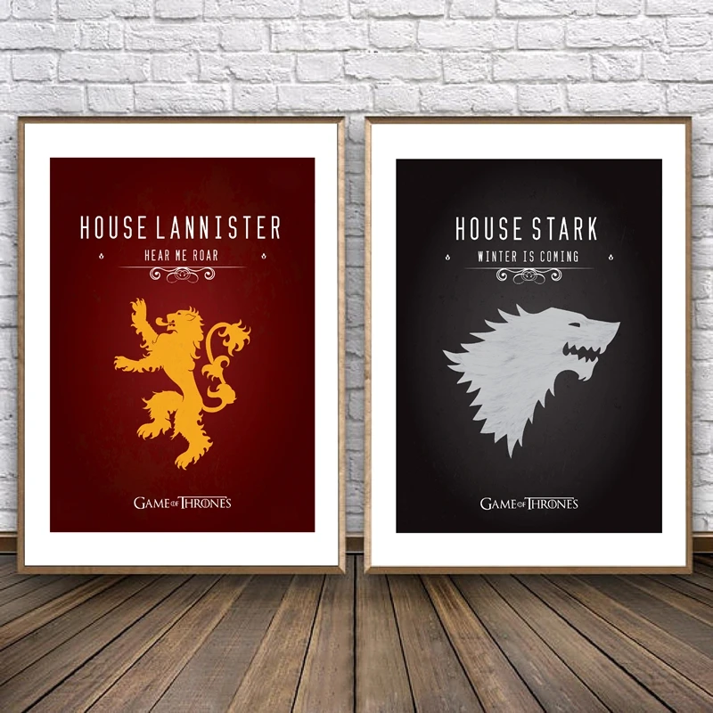 

Game of Thrones Wall Art Canvas Print House Targaryen Banner Poster , House Stark Canvas Poster Game of Thrones Movie Poster