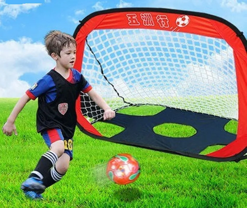 Много-функциональная 2 в 1 сетка для футбольных Футбол ворота Портативный крытый спорт на открытом воздухе мяч цели Семья игра Детские игрушки с местом для хранения Чехол