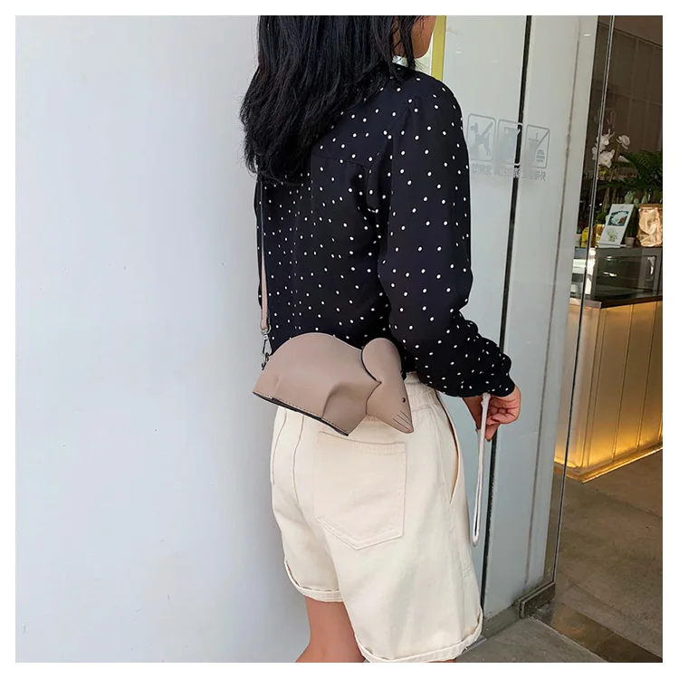 Милая модная дизайнерская сумка с мышкой из искусственной кожи для молодых девушек, сумка через плечо, мини-сумка, повседневный клатч, женская сумка с клапаном