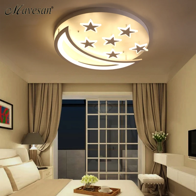 Новая современная лампа звезда и луна, детская комната, спальня, гостиная, люстра, домашний декор, современная светодиодная потолочная люстра Fxitures