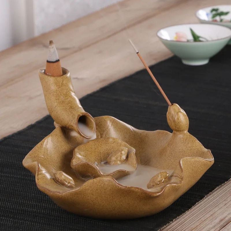 Lotus Backflow Incense Burner Tower Incense Censer Aromatherapy Holder