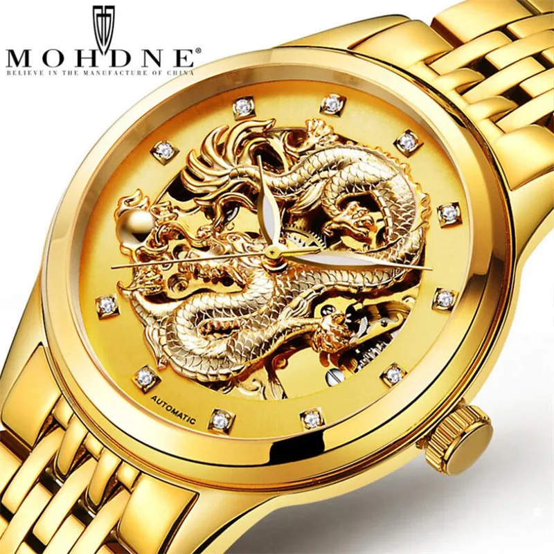 

Dragon Dial Men Watch Top Brand Luxury Sport Automatic Mechanical Man Wristwatch New Skeleton Skull Male Clock relogio masculino