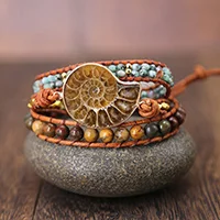Уникальные качественные женские браслеты, натуральный опал, камень, стразы, 3 ряда, кожаный браслет, необычные женские браслеты в стиле бохо