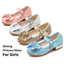 

Sibahe kids Shoes for Girl Princess Party Glitter Shoes Flower Girls Wedding Dress Sequins Shoes Kids Photography School Shoes