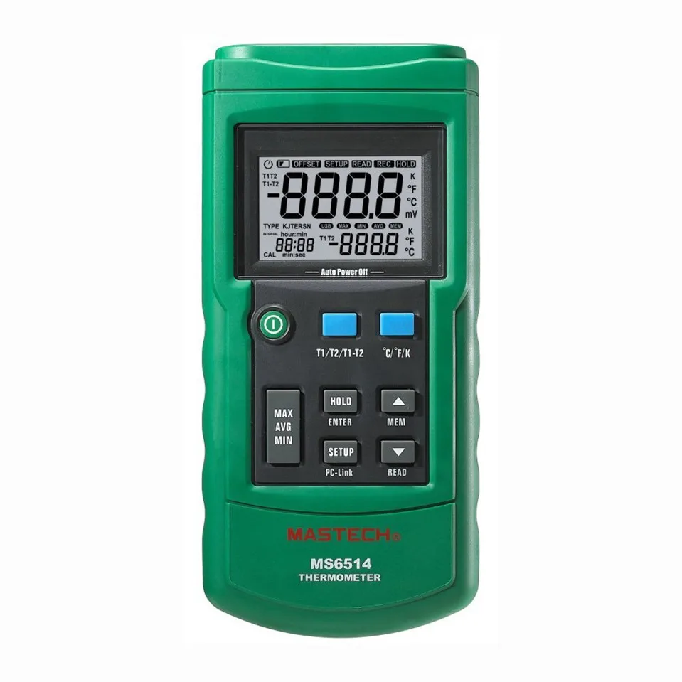 

2017 MASTECH MS6514 Dual Channel Digital Thermometer Temperature Logger Tester USB Interface 1000 Sets Data KJTERSN Thermocouple