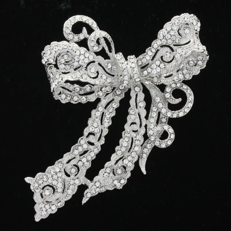 Модные ювелирные Броши со стразами, кристалл, бант, брошь, брошь, булавка для свадьбы, невесты,, 5 цветов, 5823 - Окраска металла: Clear