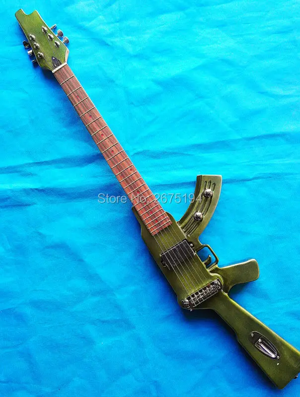 

Free shipping, the store opened a surprise gift,Accept custom,Bronze lamp LED AK gun type electric guitar