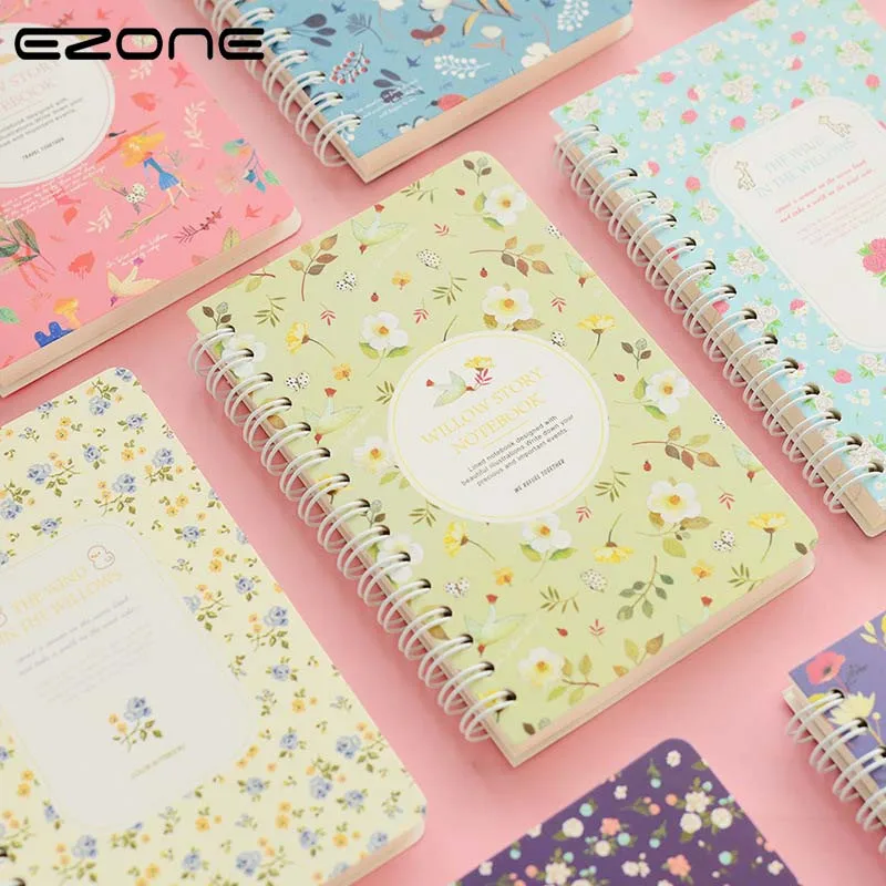 

EZONE Flower Floral Notebook Kawaii Cute Note Book Journals Diary Sketchbook Notepad School Supply Stationery Color Random