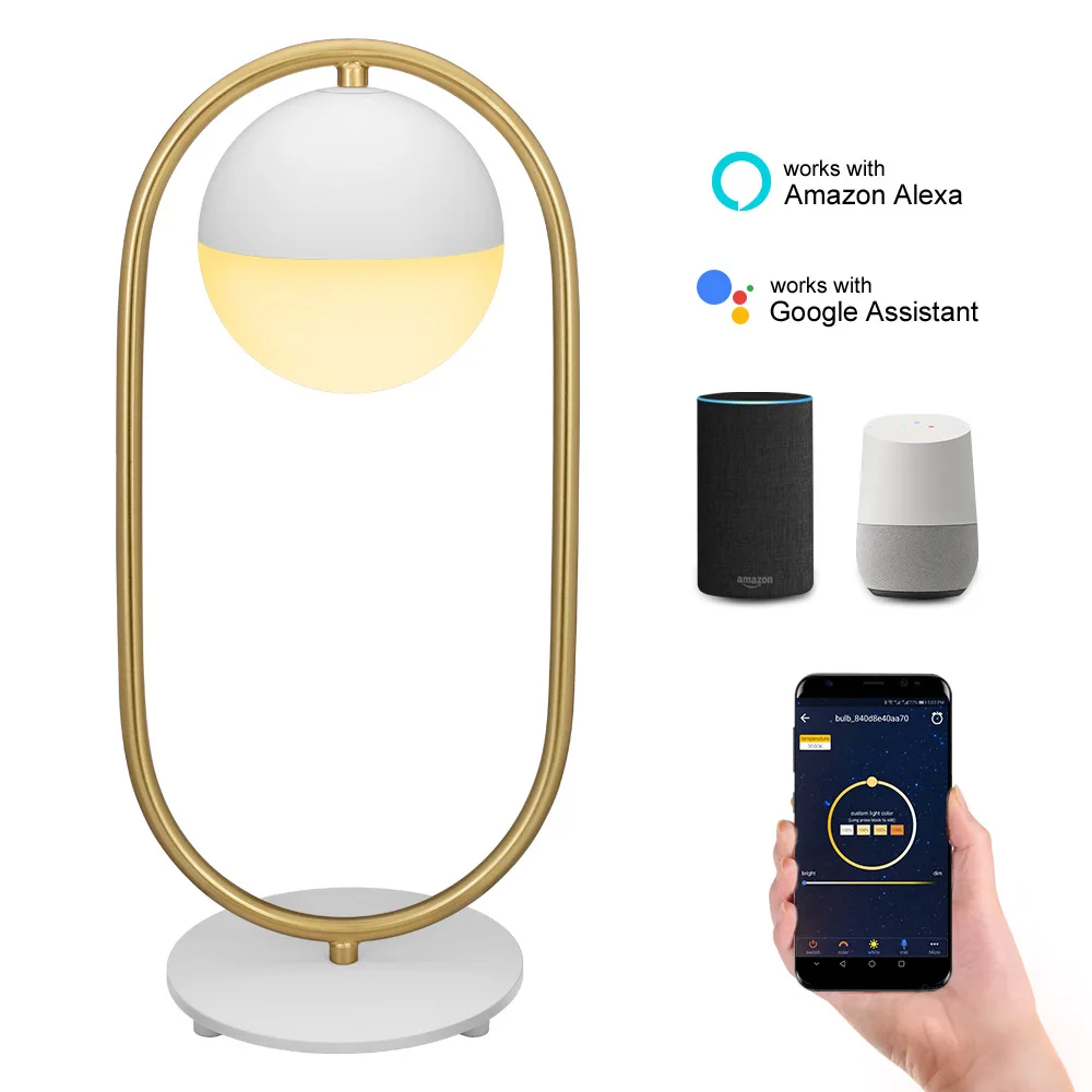 

HZFCEW 7W Smart Table Lamp with WiFi Alexa Google Home Ambient Multicolored LED Light Bedside Lamp APP Control Voice Control