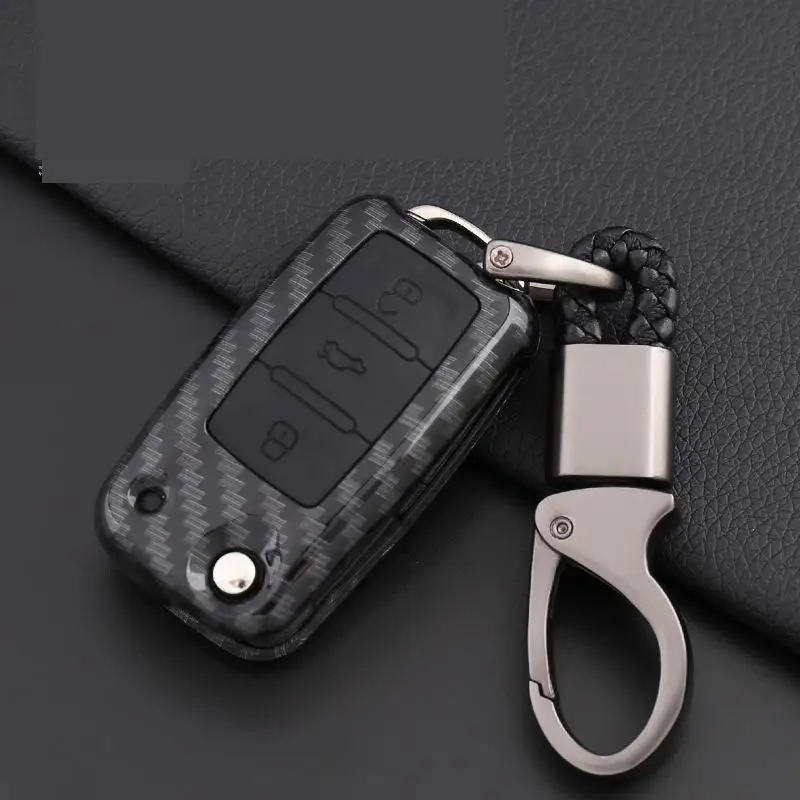 Koop Carbon Fiber Autosleutel Case Voor Auto 3 Knoppen Voor Vw Wolkswagen Polo Golf 7 Sagitar Bora Voor Seat Auto key Cover