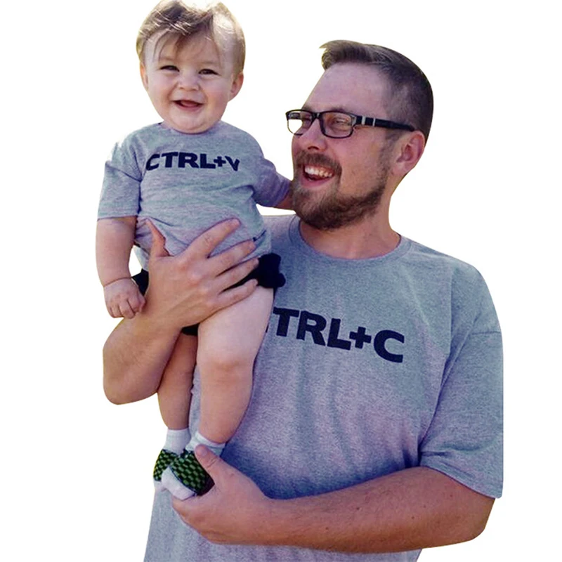 Camiseta Familia Одинаковая одежда для папы и меня Милая футболка с принтом Ctrl C + V всей