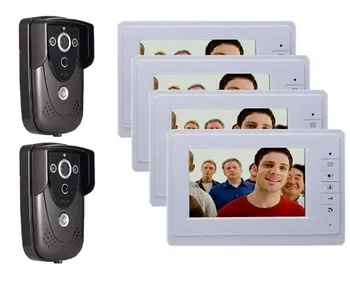 

Best Price 7" Colorful Video Door Phone Doorbell Intercom Kit IR Night Vision Camera Monitor for Home Security 2cameras+4monitor