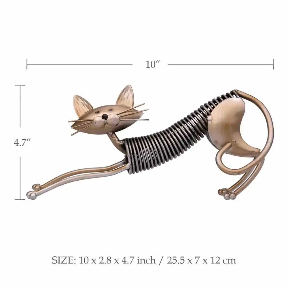 Европейские металлические весенние фигурки кошек, украшения, креативные железные весенние миниатюрные настольные фигурки для кошек, аксессуары для украшения дома, подарки - Цвет: A
