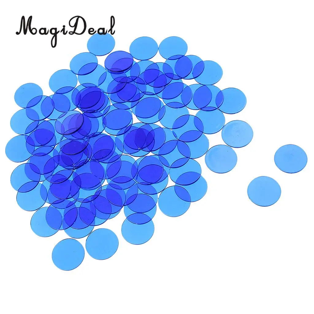 MagiDeal 100Pcs/Lot Translucent Bingo Chip 3/4 Inch for Fun Family Club Party Cards Game Classroom Math Toy Novelty Gift 5Colors