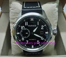 47mm big pilot PARNIS Black dial Automatic Self-Wind movement Auto Date men watches luminous Mechanical watches df72A