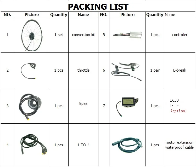 Полный водонепроницаемый кабель 36 в 250 Вт набор для преобразования электрического велосипеда переднее колесо для электровелосипеда с дисплеем KT LCD5 LCD3