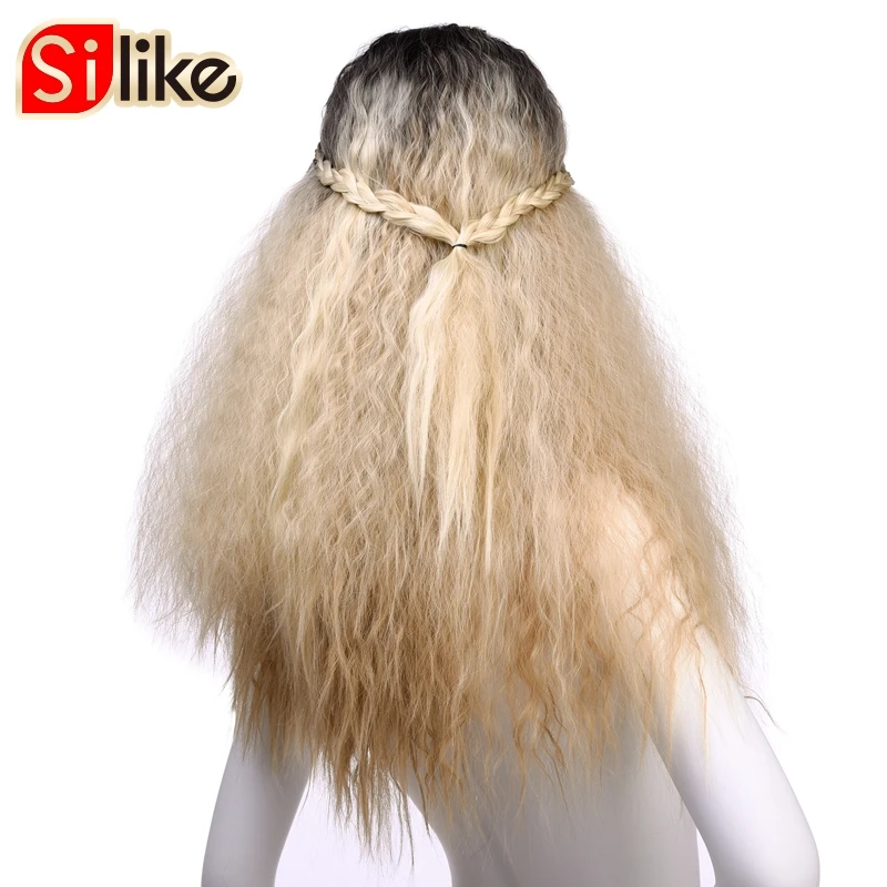 Silike 18 дюймов длинные афро кудрявые парики для черных женщин волоконные парики 4 чистые цвета Доступные Синтетические афро парики