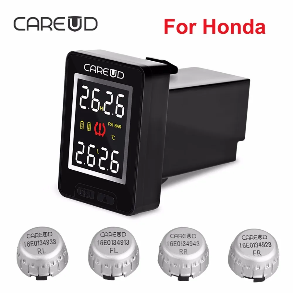 

50% Off CAREUD U912 TPMS Car Tire Pressure Wireless Monitoring System 4 External Sensors LCD Display Embedded Monitor For Honda