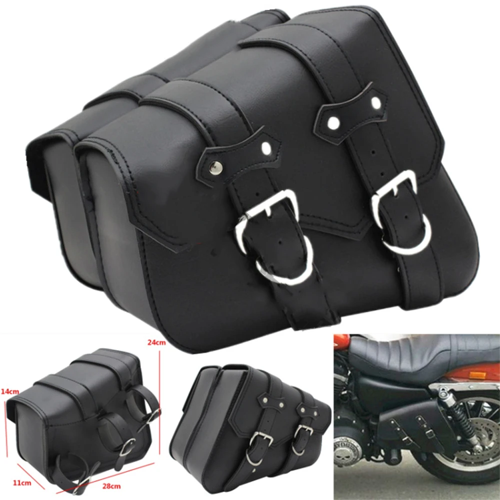Motorcycle Leather Left Side Swing Arm Bag for Harley XL883 XL1200