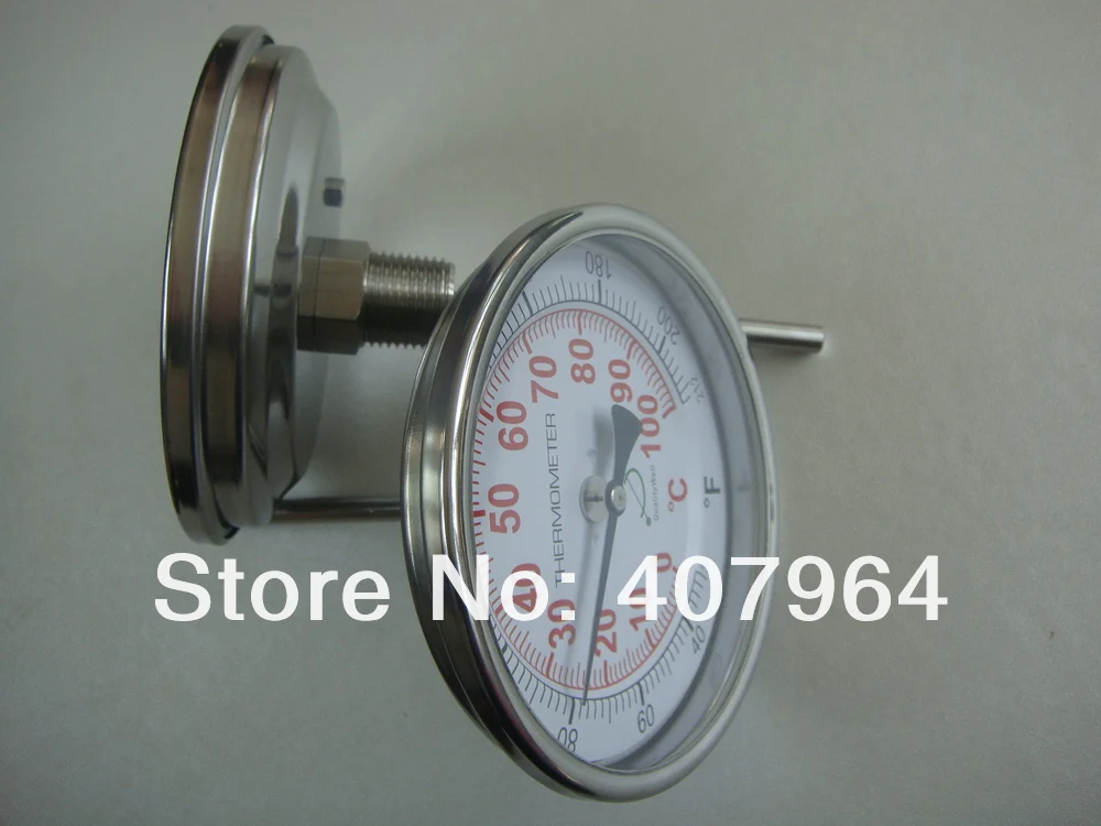 

0-100C Stainless Steel Bimetal Thermometer with Back connection 4" dial
