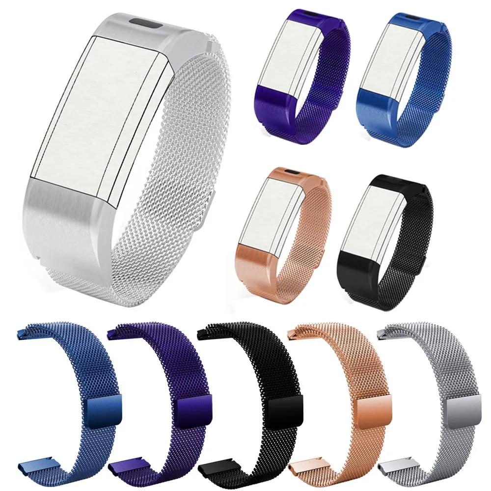 

2018 newMilanese Magnetic Loop Stainless Steel Watch Band Strap For Garmin VIVOsmart HR+ Strap 3 2 1 Wrist band E1011