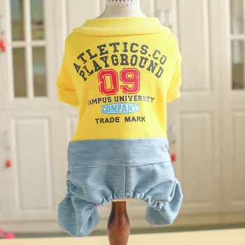 

PETCIRCLE Pet Dog Clothes Teddy Pomeranian Small Dog Four Feet Pants Clothing 09 Yellow Stitching Jeans