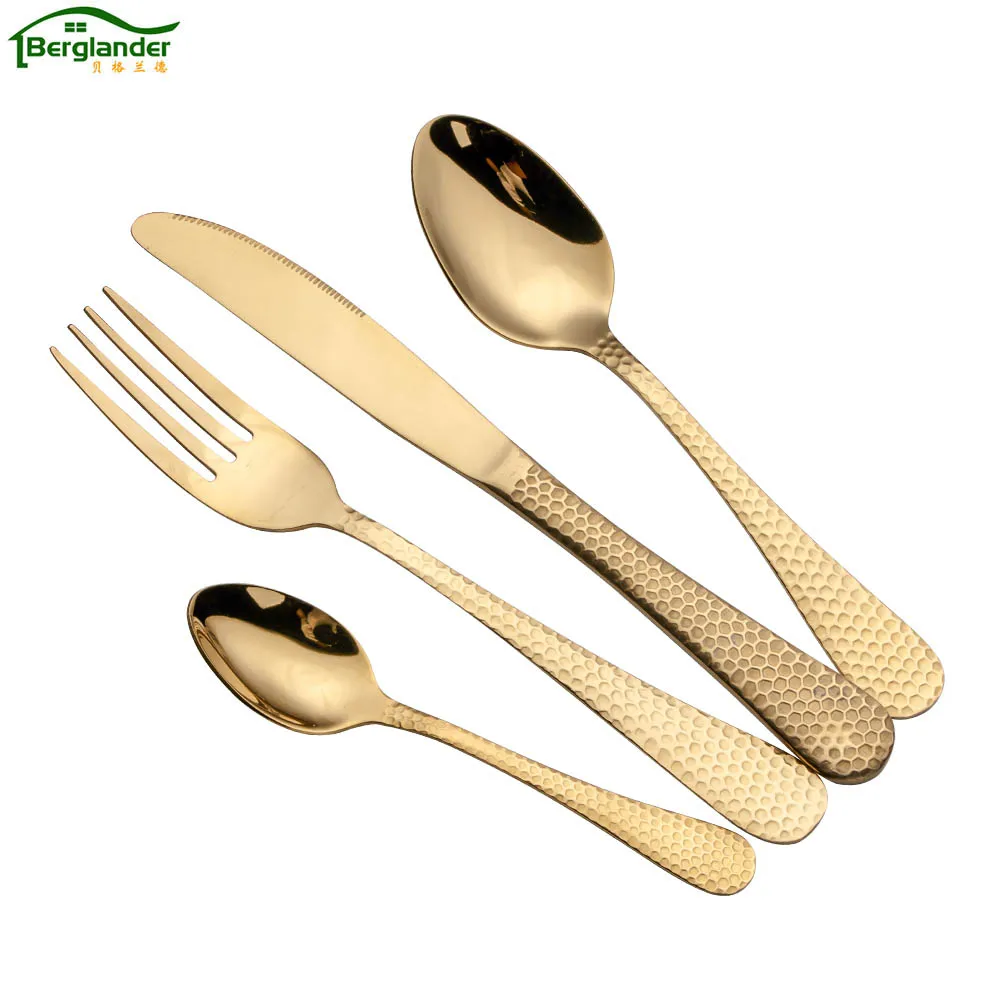 BERGLANDER Luxury Gold Plated Dinnerware Set Stainless Steel Cutlery