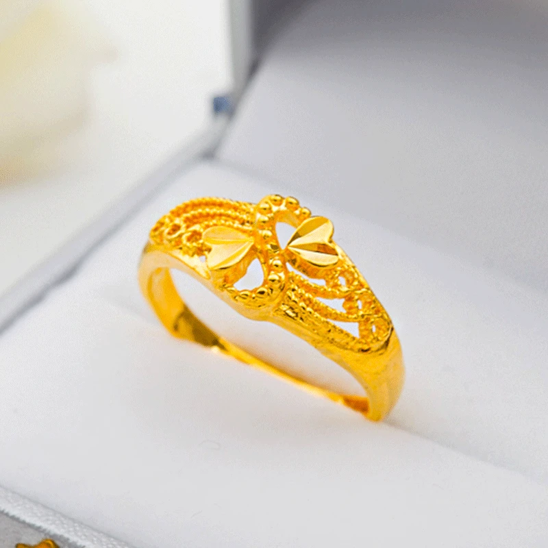 Высококачественное новое модное Ювелирное кольцо 24K в форме сердца Дизайн